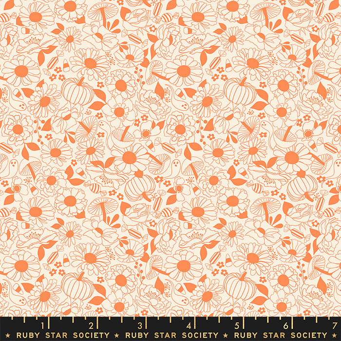 Tiny Frights RS5117 12 Halloween Floral Pumpkin by Melody Miller of Ruby Star Society for Moda.