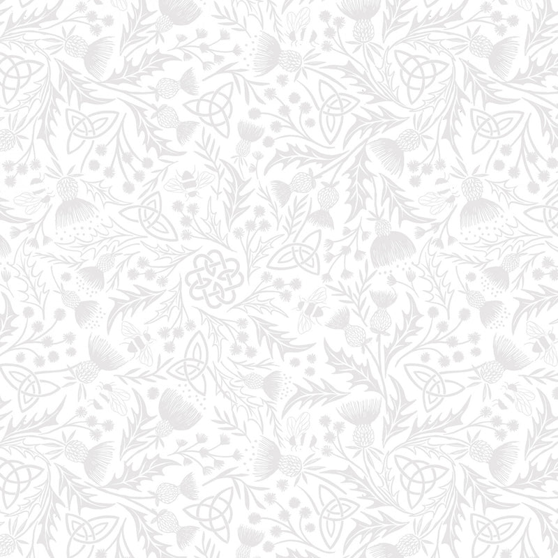 Tiny Tonals TT25A White on white celtic knot and thistle by Lewis and Irene.