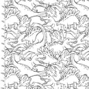 Totally Roarsome Flannel 21669-WHT-CTN-D Outlines White by Josh Rey for 3 Wishes Fabric