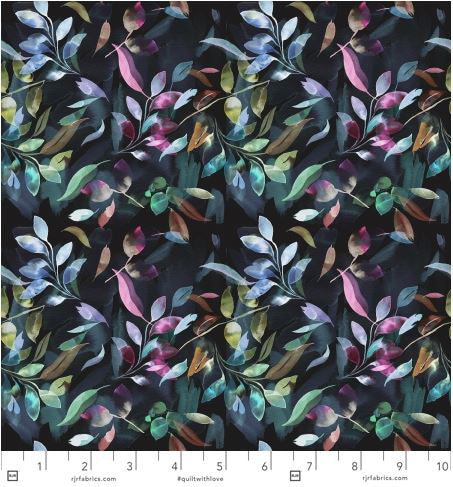 Tranquil Breeze NI105-DM1D Mystical Leaves Dark Multi by Ninola Designs for RJR Fabrics