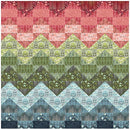 Tranquil Waters Free PDF Quilt Pattern with zigzag design in red, green, and blue.