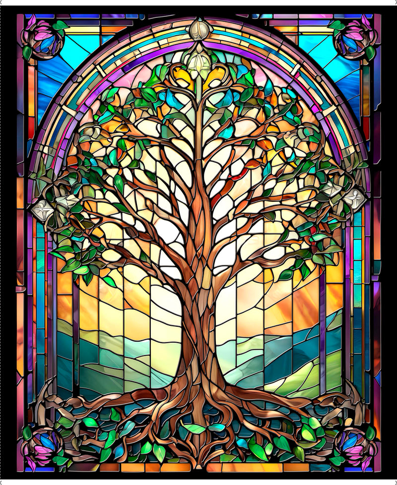 Tree of Life Panel 30926-X Multi Tree of Life by Jon Q. Wright for QT Fabrics.