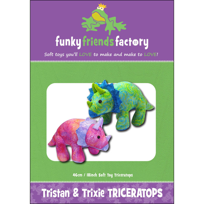 Tristan & Trixie Triceratops Soft Toy Pattern Pauline McArthur Funky Friends Factory FF2717