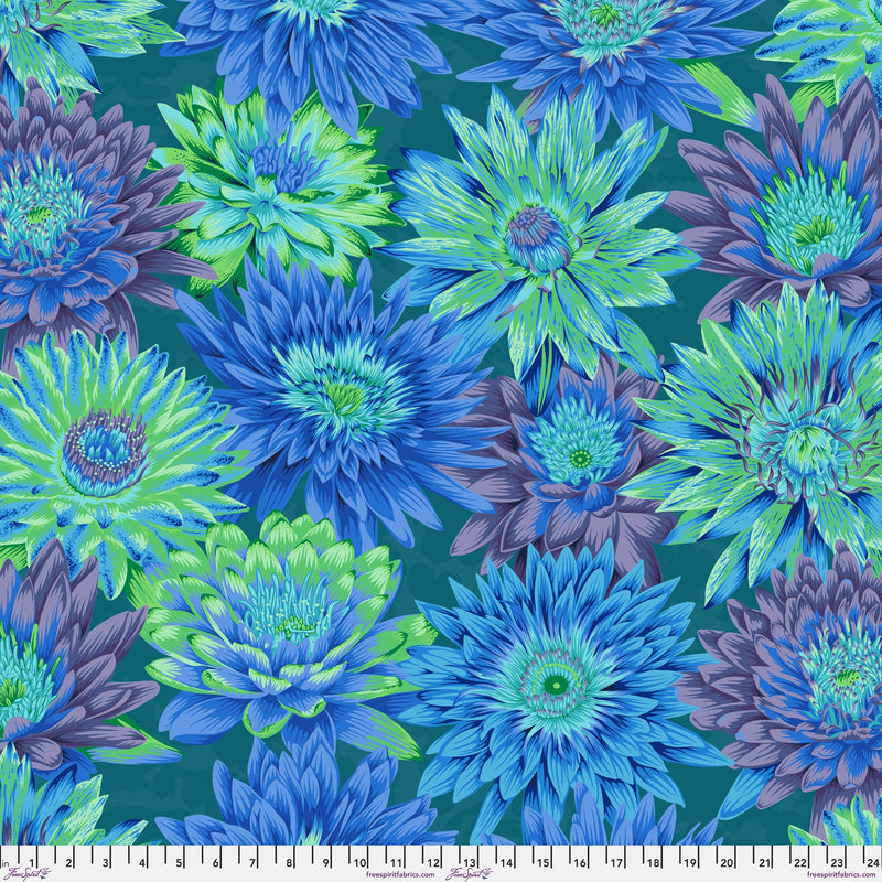 Tropical Water Lilies PWPJ119.BLUE by Philip Jacobs for the Kaffe Fassett Collective for Free Spirit