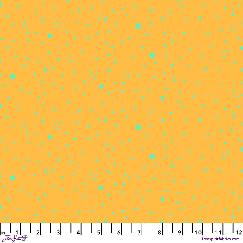True Colors 2025 PWTP254.PAPAYA Space Sprinkles by Tula Pink for FreeSpirit