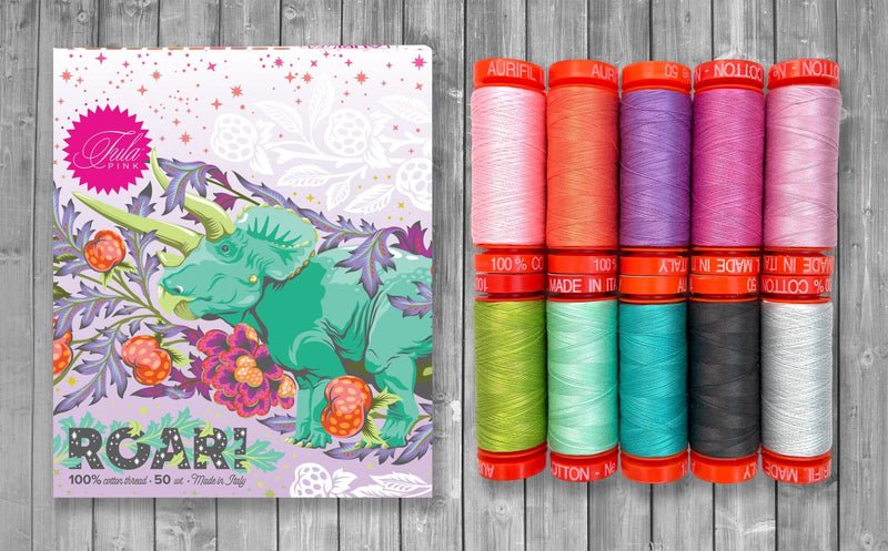 Tula Pink Roar Small Spool Thread Collection Aurifil TP50RC10