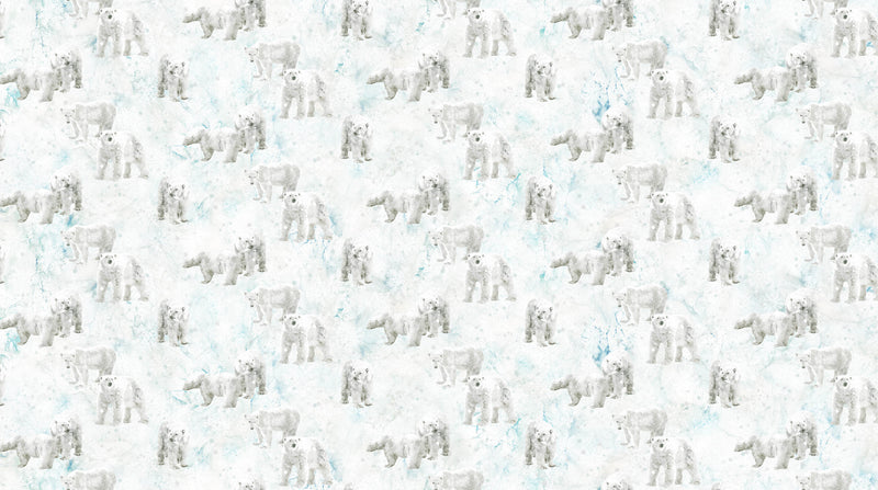 Tundra Crossing DP28293-10 White Polar Bears by Deborah Edwards and Melanie Samra for Northcott.
