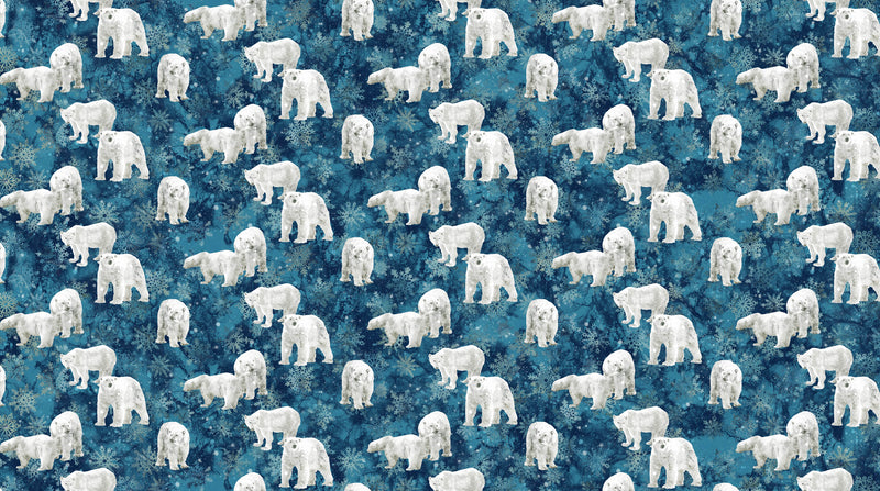 Tundra Crossing DP28293-48 Navy Polar Bears by Deborah Edwards and Melanie Samra for Northcott.