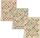 Three variations of Turnabout quilt pattern on a white background.