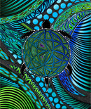 Turtle BA-00010MP-Blue Turtle Panel Metallic by Betty Albert-Licenz for International Textiles.