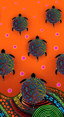 Turtle BA-00011M-Orange Single Border Metallic by Betty Albert-Licenz for International Textiles.