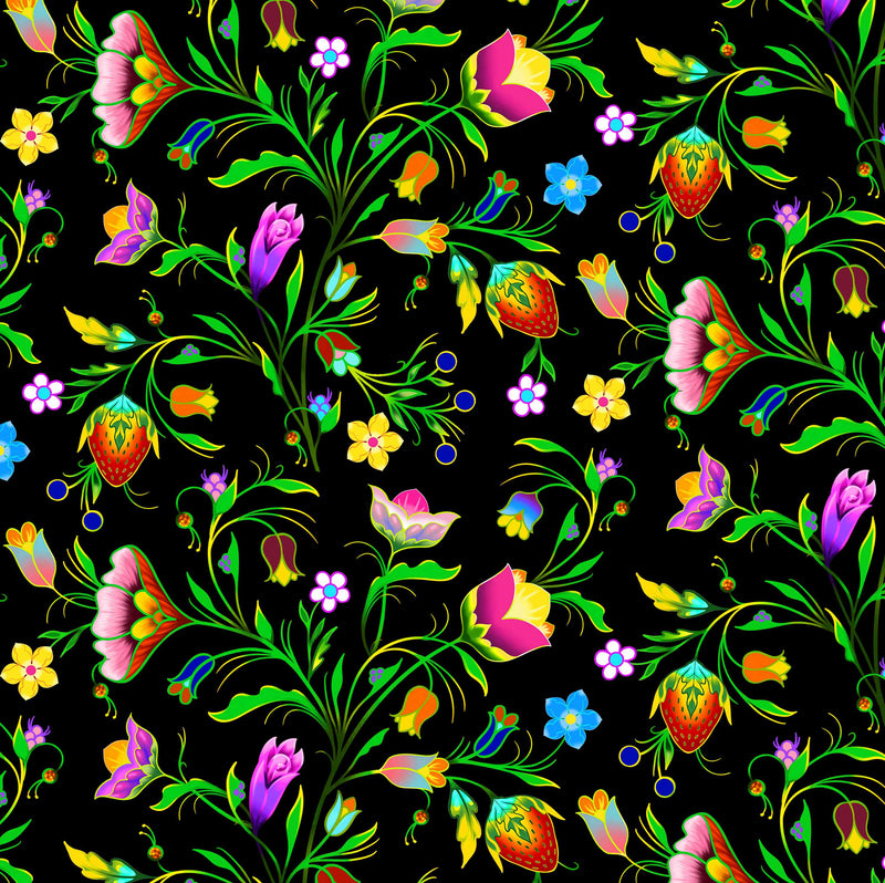 Turtle Island 37002-BLACK Floral by Aaron Martin for Elizabeth's Studio.