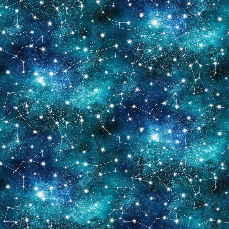 Universe 108" B24859-46 Blue Constellations Wide Backing by Adrian Chesterman and Northcott Studio for Northcott