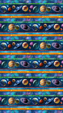 Universe DP24855-48 Navy Multi Border Stripe by Adrian Chesterman for Northcott