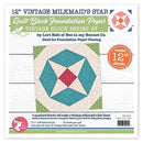 Quilt block foundation paper packaging with a vintage milkmaid's star design on a white background.