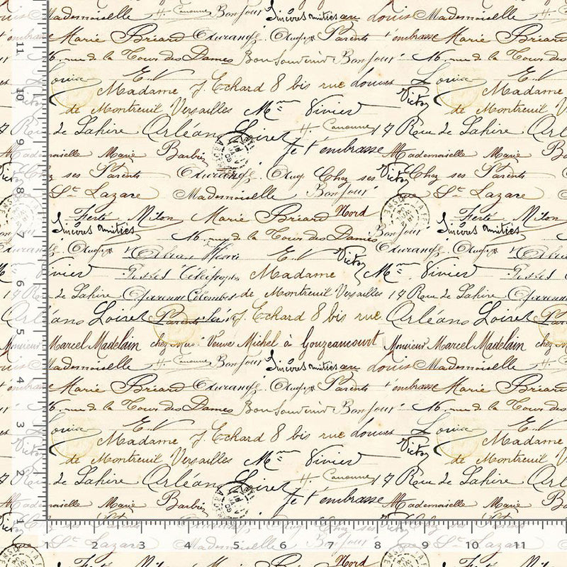 Vintage Rose 108" XSCRIPT-CD2210 CREAM Handwriting Text by Timeless Treasures