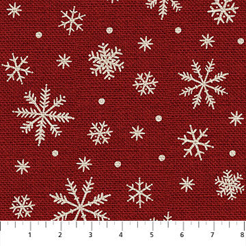 Warm and Cozy Flannel F24682-26 Dark Red Snowflakes by Northcott