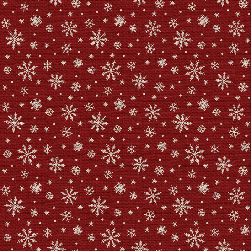 Warm and Cozy Flannel F24682-26 Dark Red Snowflakes by Northcott