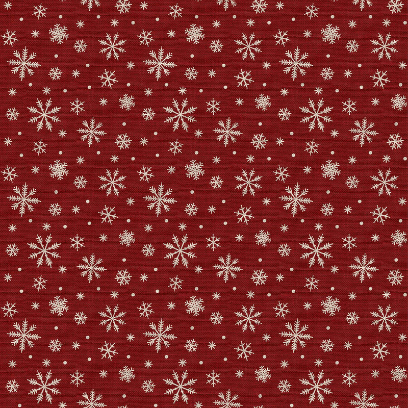 Warm and Cozy Flannel F24682-26 Dark Red Snowflakes by Northcott
