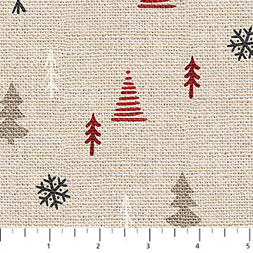 Warm and Cozy Flannel F24684-11 Cream Multi-Color Trees by Northcott