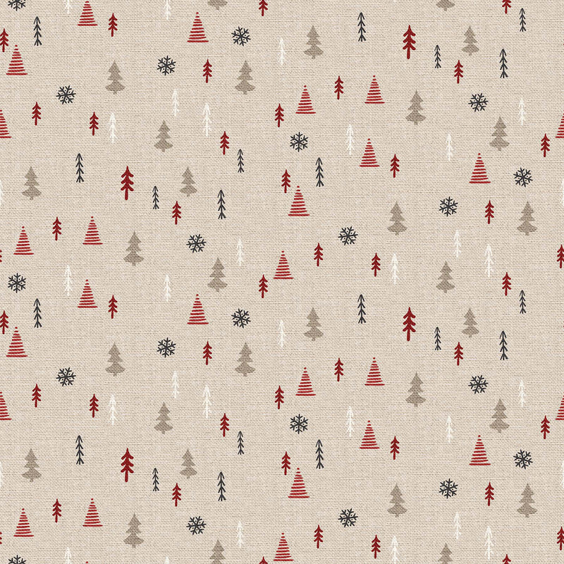 Warm and Cozy Flannel F24684-11 Cream Multi-Color Trees by Northcott