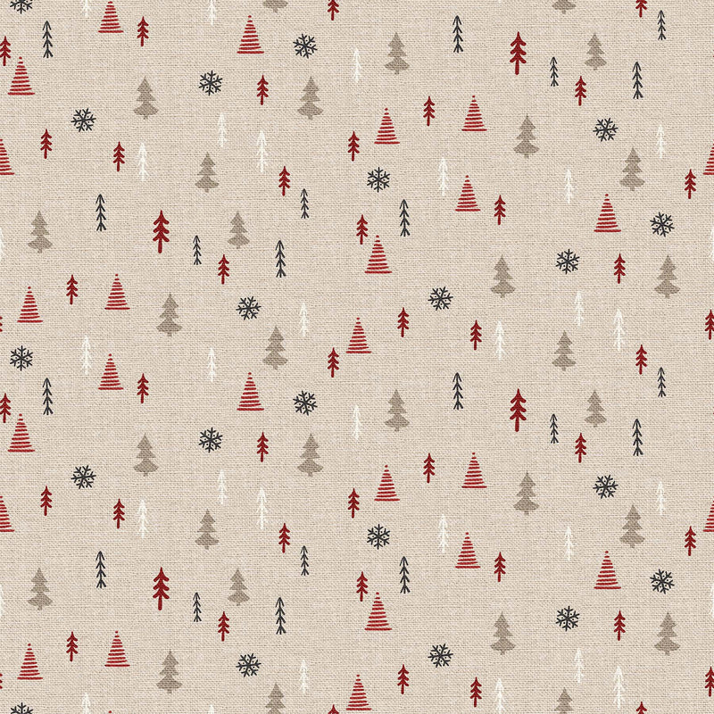 Warm and Cozy Flannel F24684-11 Cream Multi-Color Trees by Northcott