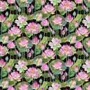 Water Lilies DP25057-99 Black Multi Feature Floral by Michel Design Works for Northcott