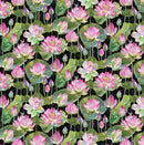 Water Lilies DP25057-99 Black Multi Feature Floral by Michel Design Works for Northcott