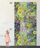 Whimsical Flower Garden 108" WW5535-71 Lime by Marlies Janssen for Hoffman Fabrics