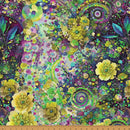 Whimsical Flower Garden W5535-71 Lime by Marlies Janssen for Hoffman Fabrics