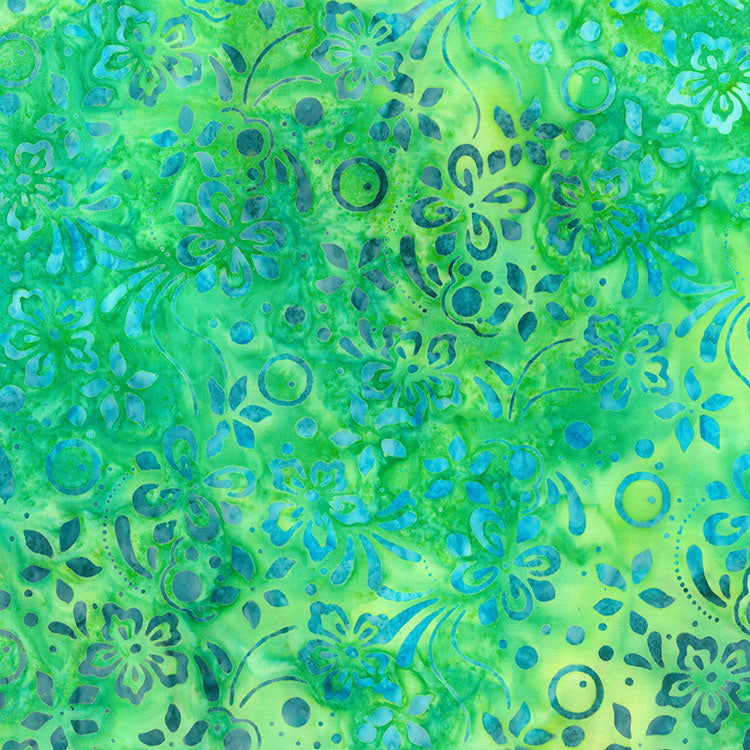 Whirlpool Batik 83200-721 Sour Apple Floral Bubbles by Banyan Batiks by Northcott