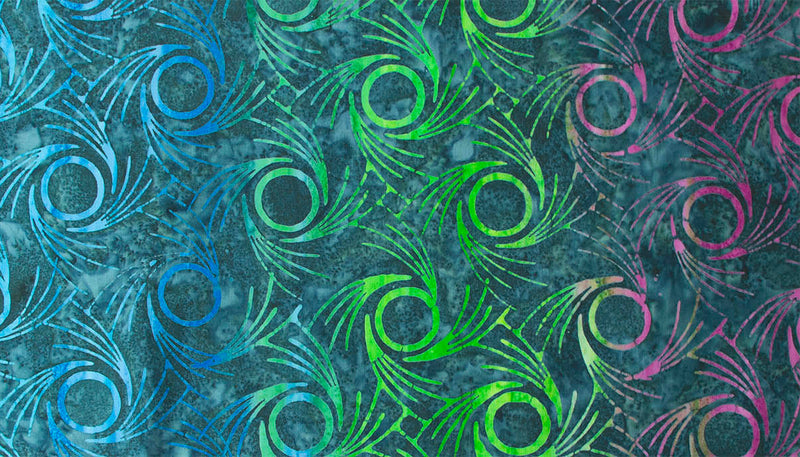 Whirlpool Batik 83202-627 Peacock Movement by Banyan Batiks by Northcott