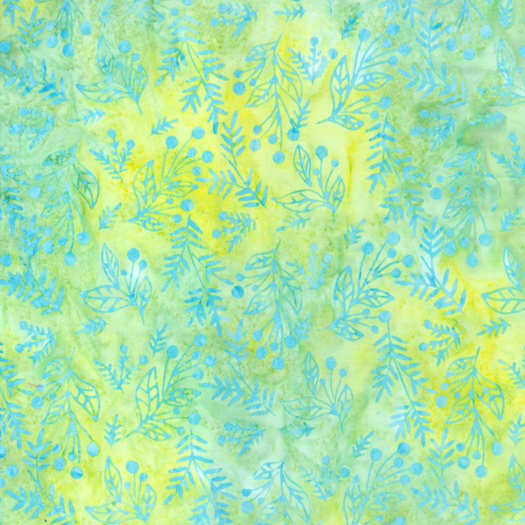 Whirlpool Batik 83204-710 Lime Twist Leaves & Berries by Banyan Batiks by Northcott