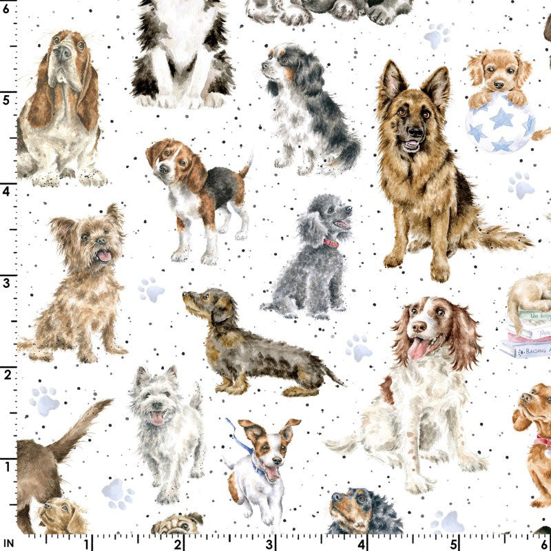 Whiskers & Paws MAS10415-W Directional Dogs White by Hannah Dale for Maywood Studio