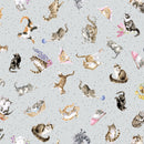 Whiskers & Paws MAS10416-K Tossed Cats Grey by Hannah Dale for Maywood Studio