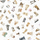 Whiskers & Paws MAS10417-W Tossed Dogs White by Hannah Dale for Maywood Studio