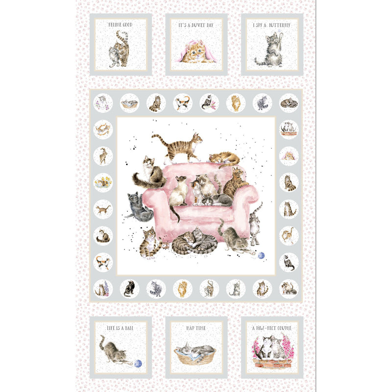 Whiskers & Paws Panel MAS10410-K Panel Cats Grey by Hannah Dale for Maywood Studio