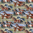 Wild and Free DP27602-72 Green Horse Scenic by Rick Unger for Northcott