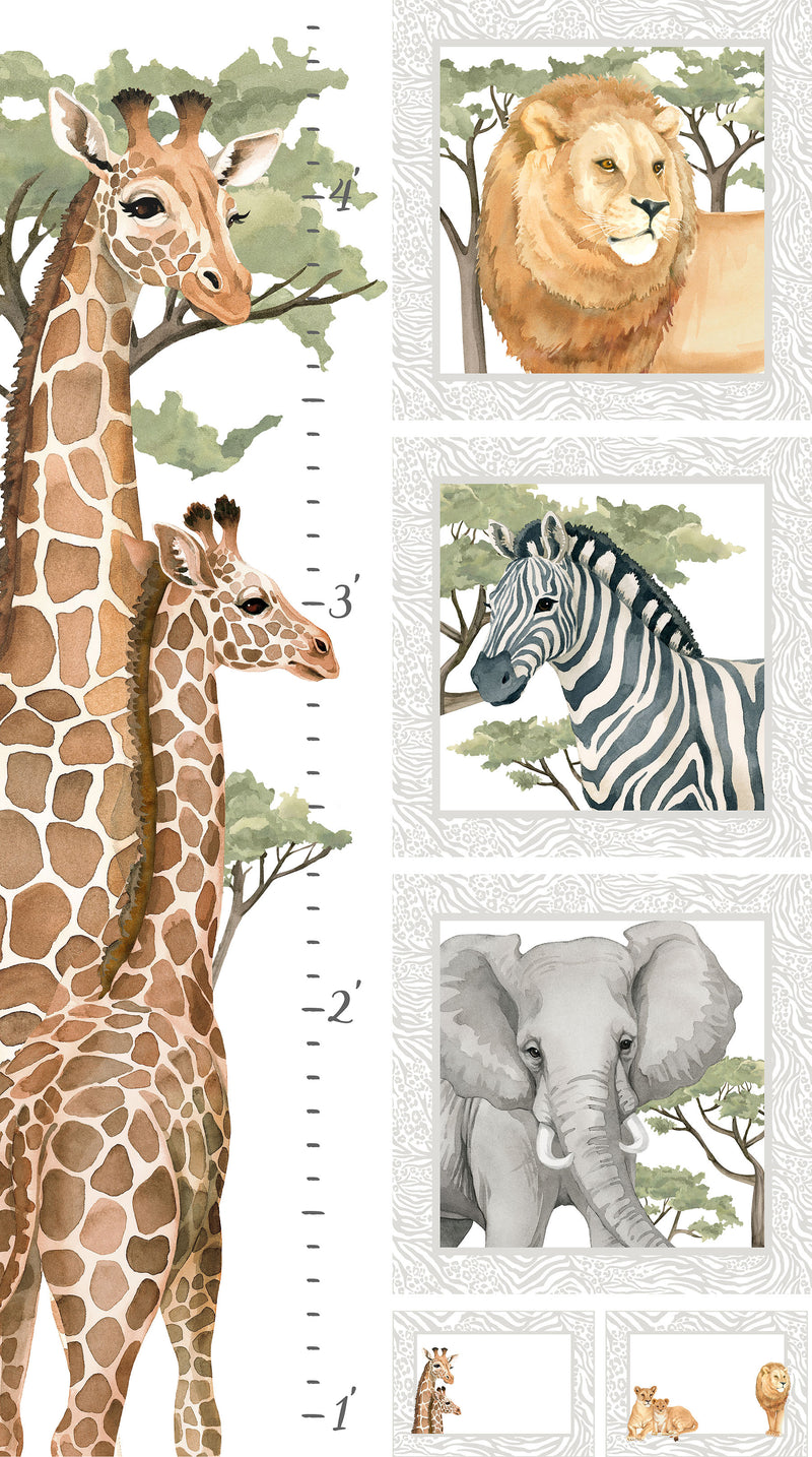 Wild One Growth Chart Panel DP27686-10 White Multi Growth Chart by Deborah Edwards Northcott Studio for Northcott