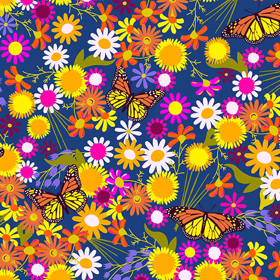 Wildflowers A-670-B Denim Monarch by Alison Glass for Andover Fabrics