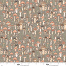 Wildwood Whimsy 3204-38 Woodland Brown Watercolor Mushrooms by Juliah Tiedemann for Blank Quilting Corp.