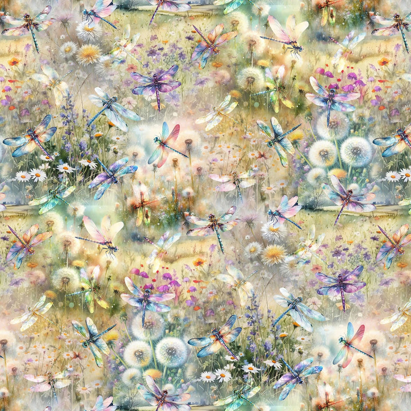Wings Over Wildflowers X5701-145 Spring by Hoffman Fabrics