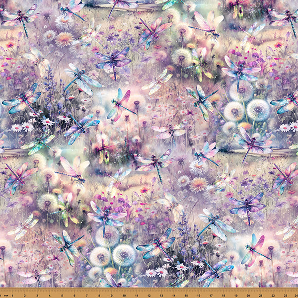 Wings Over Wildflowers X5701-229 Wisteria by Hoffman Fabrics