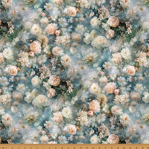 Wings Over Wildflowers X5702-D21 Dusty Teal by Hoffman Fabrics