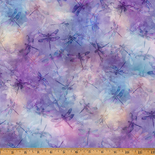 Wings Over Wildflowers X5706-120 Hyacinth by Hoffman Fabrics