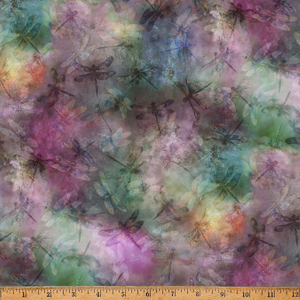 Wings Over Wildflowers X5706-324 Dragonfly by Hoffman Fabrics