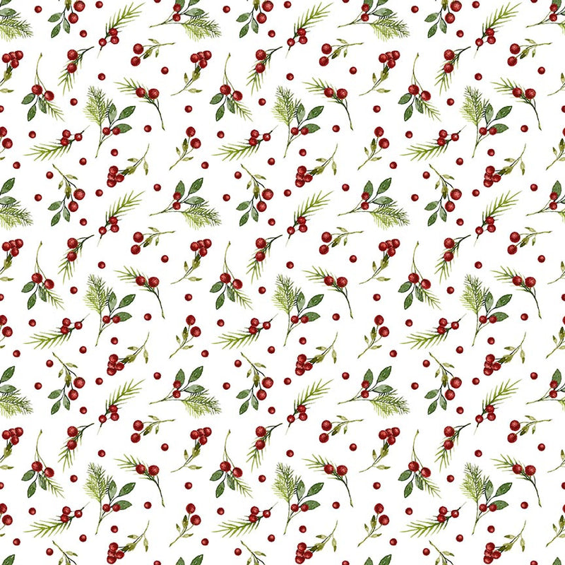 Winter White 7226-68 Multi Winter Berries by Rebecca Canale for Studio e Fabrics