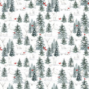 Winter White 7227-69 Green/Gray Forest Scene by Rebecca Canale for Studio e Fabrics