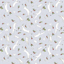 Winter White 7228-90 Gray Tossed Animals by Rebecca Canale for Studio e Fabrics