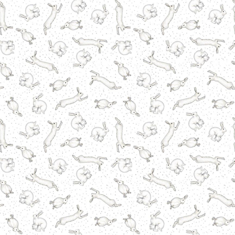 Winter White 7229-09 Gray/Dots are Pigment White Rabbits by Rebecca Canale for Studio e Fabrics